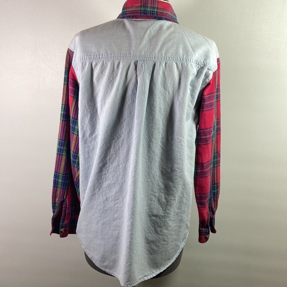 Casey & Max Top Women Size M Embroidered Top w Flannel Sleeves & Collar - Picture 4 of 8